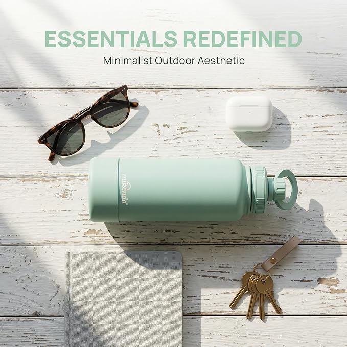 32oz Insulated Tumbler with Magnetic Phone Holder, Gym Water Bottle | Leak Proof Lid, 24hr Cold & 12hr Hot, Non-Slip Base | Travel Mug, Reusable & Eco-Friendly (mint green, 32, ounces)