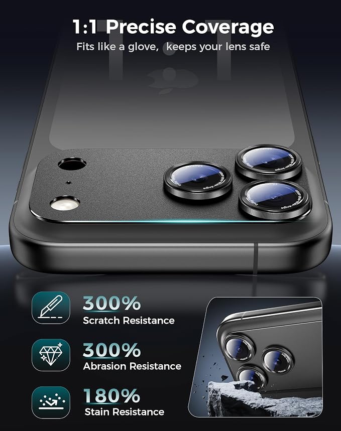 Goton Compatible for iPhone 17 Pro Camera Lens Protector, 1-Pack Aluminum Alloy Metal Cover with HD Tempered Glass, Pro Camera Style, Shatter-Resistant, Scratch-Proof, Case Friendly