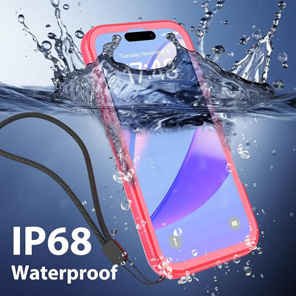SPORTLINK for iPhone 16 Plus Case with Screen Protector,IP68 Underwater/6.6FT Military Dropproof/Dustproof/Heavy Duty Full Body Phone Case for Apple iPhone 16 Plus 6.7 inch Pink/Frosted Clear