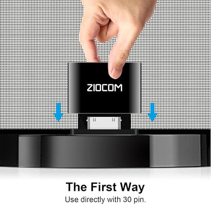 ZIOCOM 30 Pin Bluetooth Adapter Receiver for Bose iPod iPhone SoundDock and Other 30 pin Dock Speakers with 3.5mm Aux Cable(Not for Car and Motorcycles), Black
