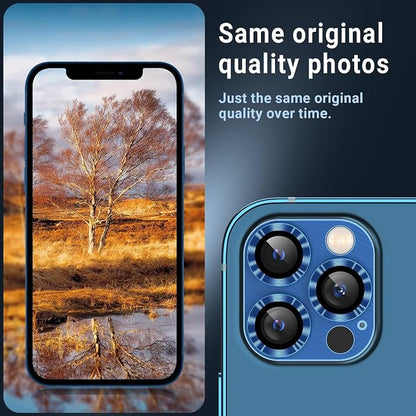 AFARER [2 Pack Camera Lens Protector for iPhone 12 Pro, 9H Hardness & HD Clarity, Metal Tempered Glass Len Cover, Anti-Scratch Full Cover Metal Ring Ultra(Gold)