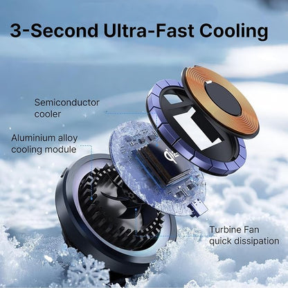 Qi2 15W Wireless Car Charger -Compatible with MagSafe- [3-Second Peltier Cooling] with Strong Magnetic Mount-Fast Charging Air Vent Phone Holder for iPhone 16/15 Pro Max,Galaxy S25(Harp Seal)