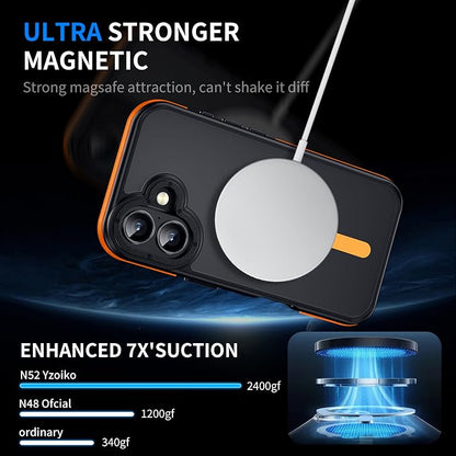 Strong Magnetic Case for iPhone 16 [10Ft Military-Grade Protection] Compatible with fit MagSafe Shockproof Slim Thin Cover 6.1 inch 16 Phone case, Orange Bumper