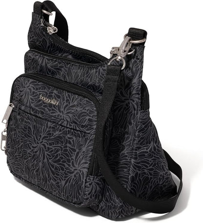 Baggallini Securtex Anti-theft Crossover Crossbody Bag 11”w X 8.5”h, Rfid, Built-in Wallet, Locking Zippers