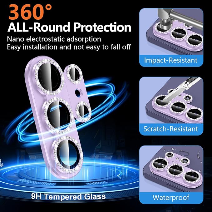 for Samsung Galaxy S26 Ultra Camera Lens Protector, Electroplated Matte Back with 9H Tempered Glass Lens Protector, [Strong Adsorption] [Case-Friendly] Metal Ring HD Lens Cover, Purple Diamond