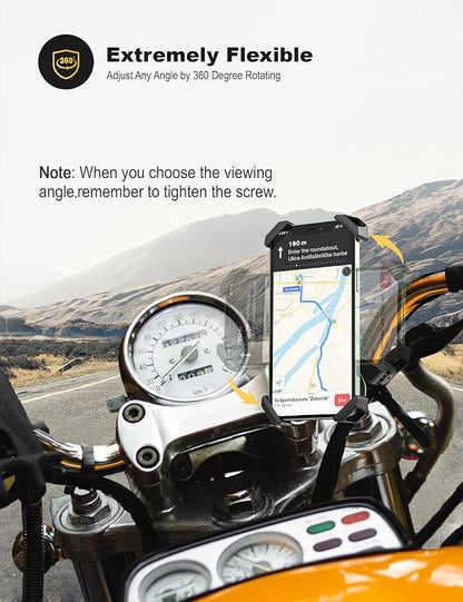 Grefay Bike Phone Mount Metal Motorcycle Handlebar Phone Holder Scooter Phone Clamp for 4.0-7.0 Inch Smartphone with 360° Rotation