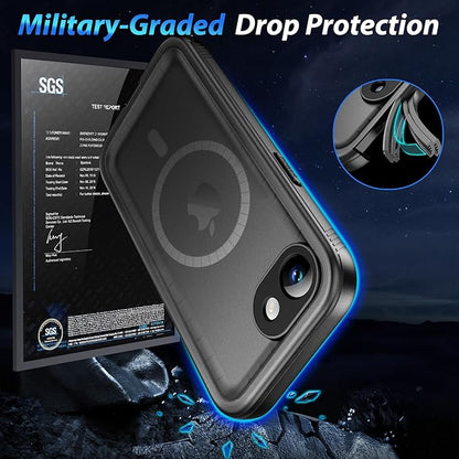 SPORTLINK for iPhone 16e/17e Case, IP68 Waterproof Military Protective Full Body Heavy Duty Shockproof 360 Sealed Dustproof with Camera Screen Protector Cover for i Phone 16 e 6.1" Mag/Black
