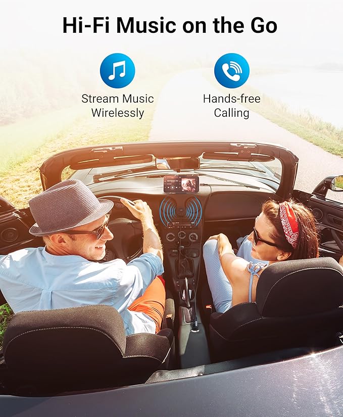 Kinivo BTC480 Aux Car Adapter (Bluetooth Car Kit with 3.5mm Port, Dual Phone Connection, Magnetic Mount, Dual-Port USB Charger, BT Wireless Reciever) Plug & Play for Hands-Free Calls, Stereo Audio