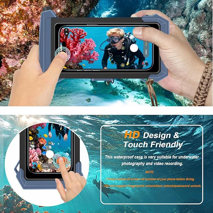 2026 Diving Snorkeling Phone Case for iPhone 17/16/15/14/13/12/11 Pro Max/XS/X Samsung Galaxy S26/S25/S24 Professional Scuba Dive Waterproof Underwater Photo Video Cover (5TH Gen, Blue-)