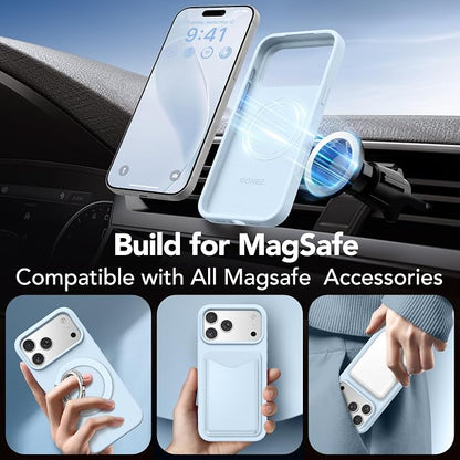 GONEZ Magnetic for iPhone 17 Pro Case, Compatible with MagSafe, [Screen Protector + Camera Lens Protector], Liquid Silicone Anti-Scratch Shockproof Protective Phone Case 6.3 inch, Blue