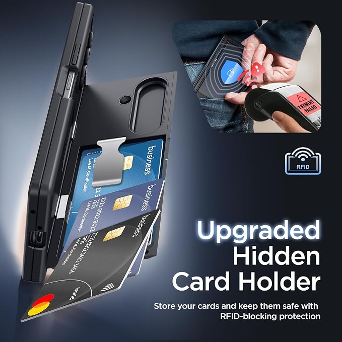TONGATE Wallet for Z Fold 7 Case with Privacy Screen Protector, [4-Card Holder][Anti Spy] Built-in Large Stand & Slide Camera Cover Z7 Shockproof Phone Case for Samsung Galaxy Z Fold 7 2025 8", Black