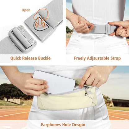 WHIPPY Slim Running Belt Fanny Pack for Women Men Elastic Runners Belt Waist Pouch Chest Bag Phone Holder Waist Pack for Running Hiking
