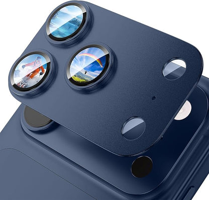 Camera Lens Protector for iPhone 17 Pro Max-Single Piece,Ultra Thin Aluminum Alloy Frame,9H Dual-Strength Glass with 99% AR Light Transmittance,Case Friendly, Dark Blue