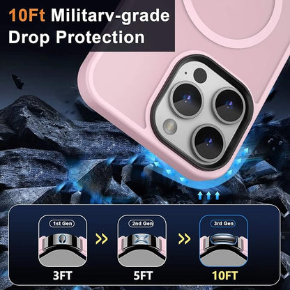 MOCCA Strong Magnetic for iPhone 12 Pro Max Case,[Compatible with Magsafe][Glass Screen Protector+Camera Lens Protector] Slim Thin Shockproof Cover Phone Case for iPhone 12 Pro Max 6.7",Pink