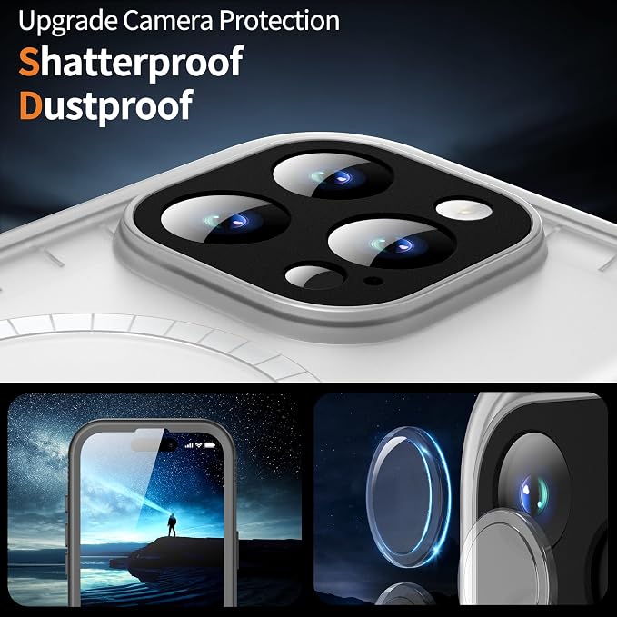 Cozycase for iPhone 16 Pro Max Waterproof Shockproof Dustproof Case [Compatible with MagSafe] - Heavy Duty/360 Full Body/Military Grade/Rugged Built in Screen/Camera Protector Black/Frosted Clear 6.9"