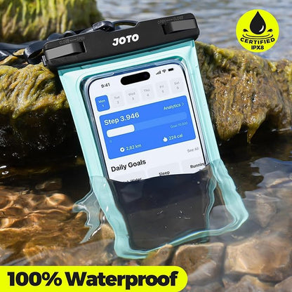 JOTO 2 Pack Waterproof Phone Pouch Case Up to 7", IPX8 Underwater Phone Case Cellphone Dry Bag for iPhone 17/Air 16 15 14 13 12 Pro Max Xs Max XR X 8 7 6S Plus SE/Galaxy S24 S23 S22 -Black & Green