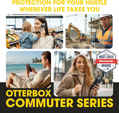 OtterBox iPhone 16e, 15, 14, & 13 Commuter Series Case - Slim & Tough, Pocket-Friendly, with Port Protection - Black/Grey