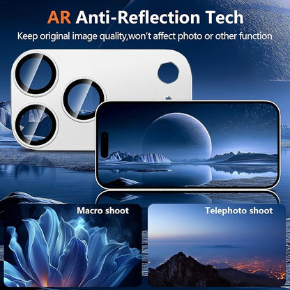 for iPhone 17 Pro Camera Lens Protector, [Military Grade Shatterproof] [Strong Adsorption] [Case Friendly] Full Coverage Metal Aluminum Alloy 9H Tempered Glass Camera Screen Cover, Color