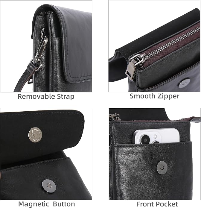 Iswee Leather Crossbody Bags for Women RFID Blocking Cell Phone Purse Small Anti-Theft Zippered with Card slots