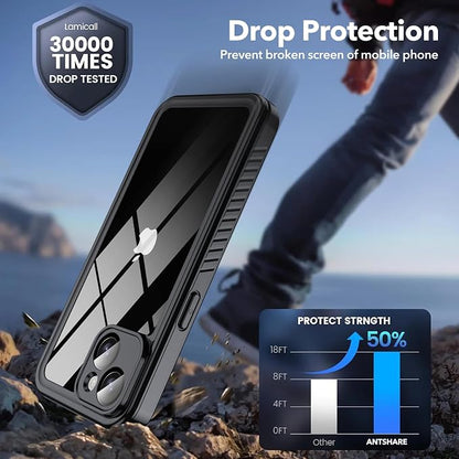 ANTSHARE for iPhone 14 Case, with [Built-in Privacy Screen Protector] [IP 68 Waterproof], Anti-Peeping Adsorption Full Body Double Protective Case for iPhone 14, Black