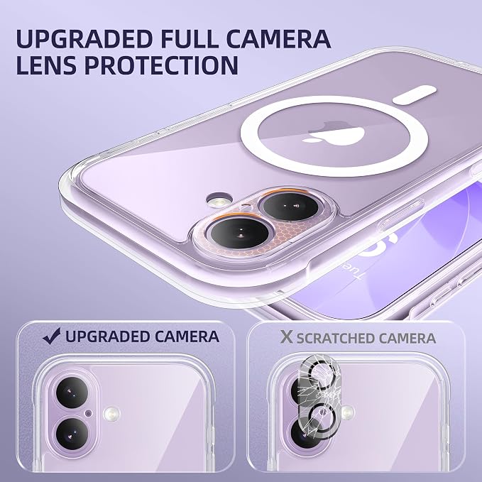 BERFY for iPhone 17 Case, Compatible with MagSafe, Built-in Glass Screen Protector, Camera Protection, Shockproof Full Body Phone case 6.3", Clear