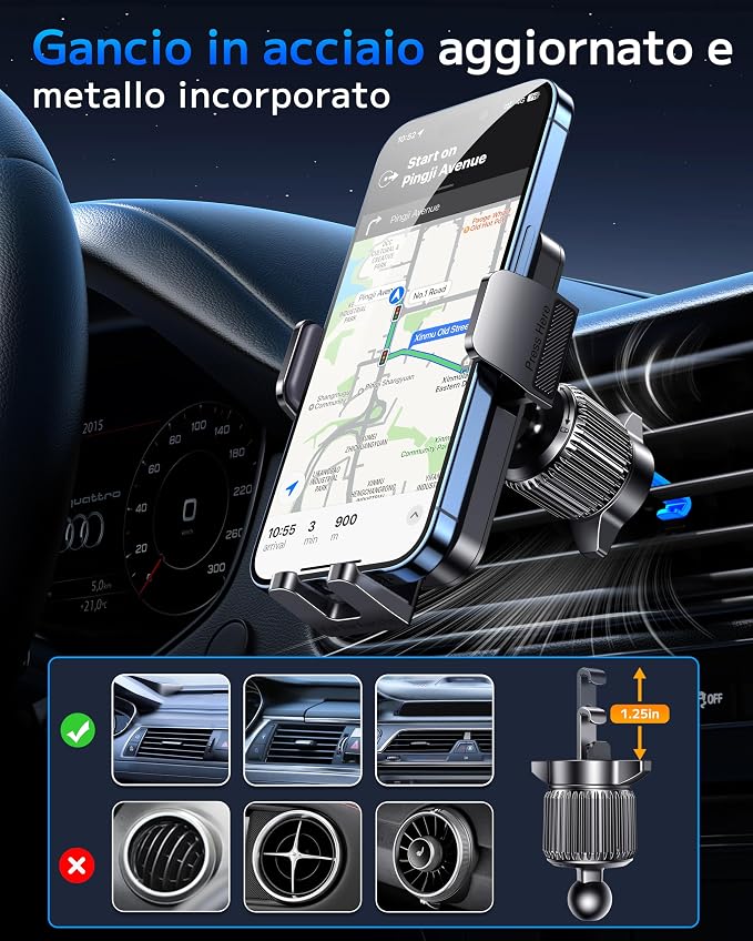 Car Phone Holder Car Universal Mobile Phone Holder 360° Rotatable Car Mobile Phone Holder Dashboard Windshield Air Vent Phone Holder Car for iPhone Android Smartphone