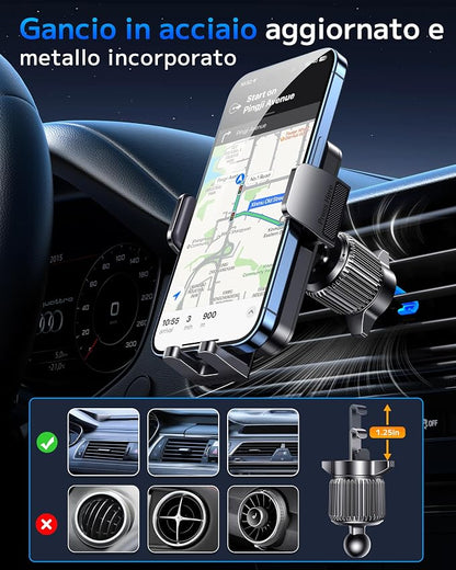 Car Phone Holder Car Universal Mobile Phone Holder 360° Rotatable Car Mobile Phone Holder Dashboard Windshield Air Vent Phone Holder Car for iPhone Android Smartphone