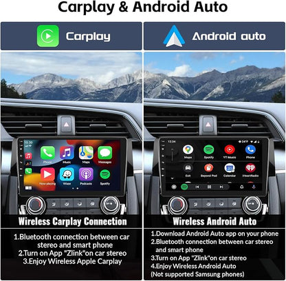 Android 13 Car Stereo Radio for Honda Civic 2016 2017 2018 2019 2020 with Wireless CarPlay Android Auto 1G+32G 9 Inch Touchscreen Bluetooth GPS Navigation WiFi HiFi FM Backup Camera MIC