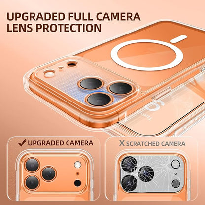 BERFY for iPhone 17 Pro Case, Compatible with MagSafe, Built-in Glass Screen Protector, Camera Protection, Shockproof Full Body Phone case 6.3", Clear