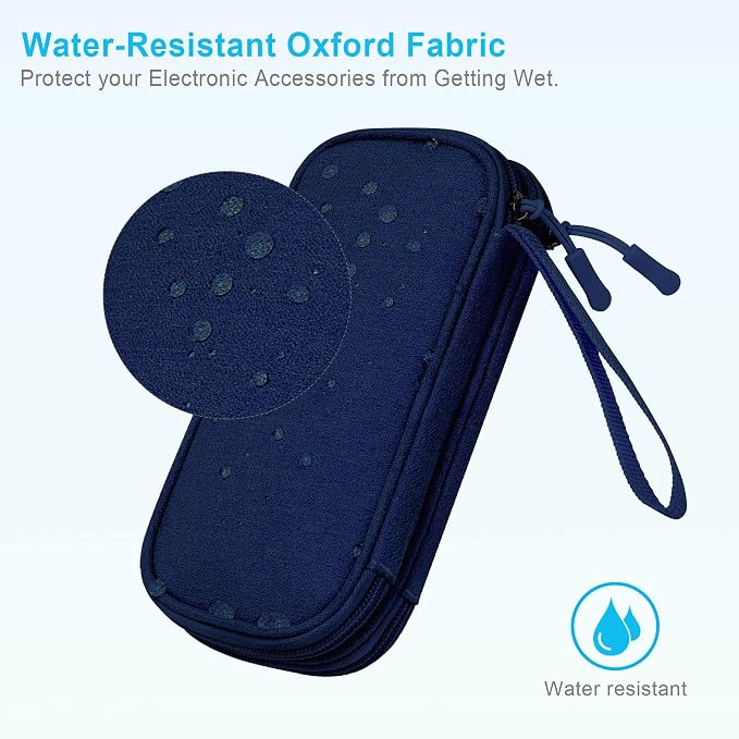 Lacdo Electronic Organizer, Travel Cable Organizer Bag Pouch Tech Electronic Accessories Carry Case Portable Double Layer Charger Case for Cable, Cords, Charger, Phone, Earphone, Power Bank, Navy Blue
