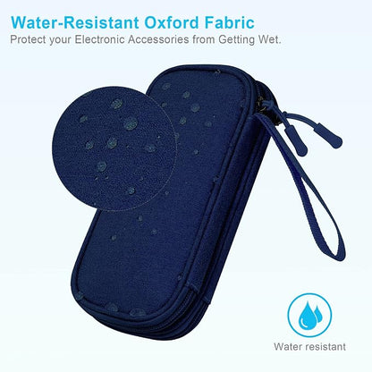 Lacdo Electronic Organizer, Travel Cable Organizer Bag Pouch Tech Electronic Accessories Carry Case Portable Double Layer Charger Case for Cable, Cords, Charger, Phone, Earphone, Power Bank, Navy Blue