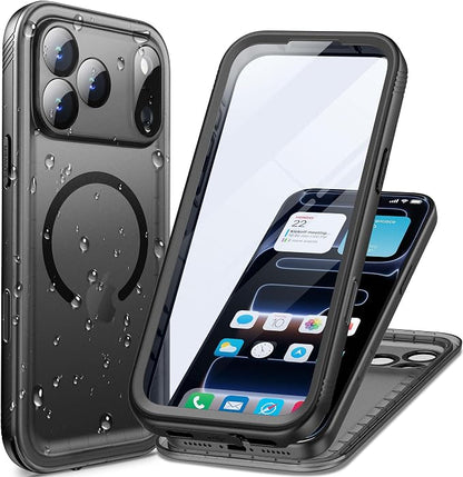 Cozycase for iPhone 17 Pro Max Waterproof Case Full-Body Bumper Shockproof Dustproof Cases with Built-in Screen Protector &Camera Control Compatible with MagSafe,Drop Proof 17PM Cover Black