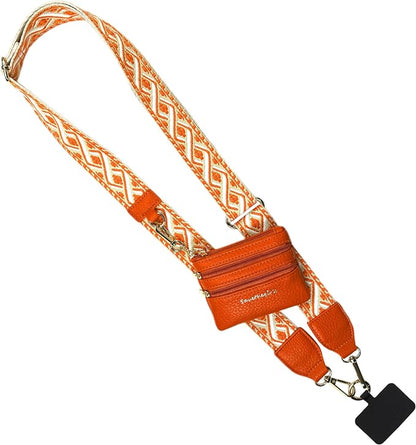 Save the Girls Original Clip and Go Phone Strap Pattern - Crossbody Phone Strap Chain with Zipper Wallet Pouch