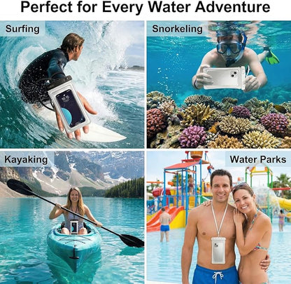 2 Pack Floating Waterproof Phone Pouch, IPX8 Universal Dry Bag for Smartphones up to 7", Clear Touchscreen Case with Secure Lock & Lanyard for Beach, Swimming, Travel & Outdoor Use
