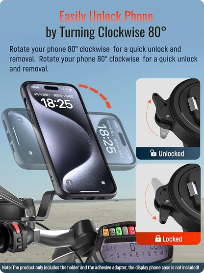 sincetop Motorcycle Rearview Mirror Phone Mount - Series Q [ Quad ] - Motorbike Phone Holder,Quick Release Aluminum Moto ATV Scooter Cell Phone Stand