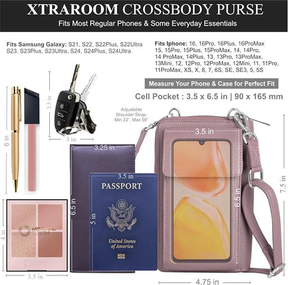 BULL GUARD Crossbody Leather Wallet Phone Purse, Anti Theft and RFID Blocking, Elegant Design for Travel