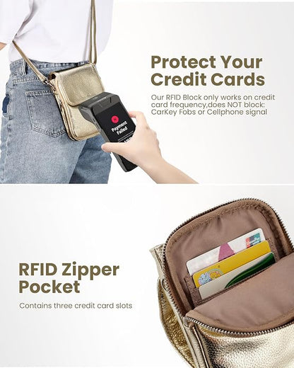 befen Genuine Leather Small Crossbody Bags for Women, Cell Phone Cross body Purse Bag with RFID Blocking Card Slots
