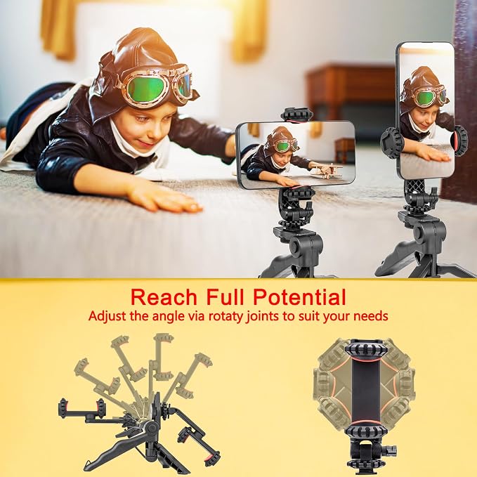 Zeadio Phone Tripod Stabilizer Grip, Smartphone Handheld Portable Selfie Stick Desktop Tabletop Stand Mount Holder for All Smartphones