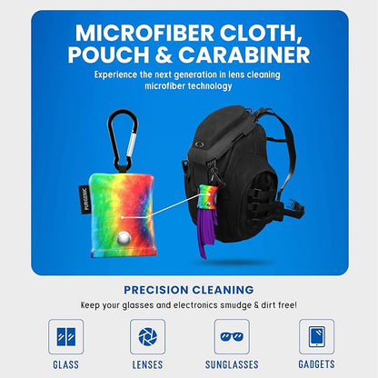 Microfiber Cloth & Glasses Wipes (6 Pack) Lens & Glasses Cleaning Cloth - Eye Glass Clean Cloths - Eyeglass Cleaning Cloth - Glass Cleaning Cloth - Camera Lenses & Gadget Delicate Screens - Tie Dye