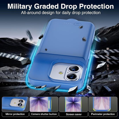 BOPPS Battery Case for iPhone 17,Ultra-Powerful 8500mAh Portable Rechargeable Protective Extended Charger Cover for iPhone 17 Charging Case-6.3inch，Blue