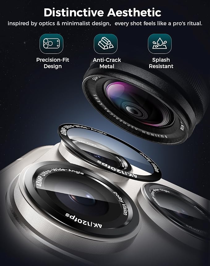 Goton Compatible for iPhone 17 Pro Camera Lens Protector, 1-Pack Aluminum Alloy Metal Cover with HD Tempered Glass, Pro Camera Style, Shatter-Resistant, Scratch-Proof, Case Friendly