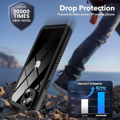 ANTSHARE for iPhone 15 Plus Case, with [Built-in Privacy Screen Protector] [IP 68 Waterproof], Anti-Peeping Adsorption Full Body Double Protective Case for iPhone 15 Plus, Black
