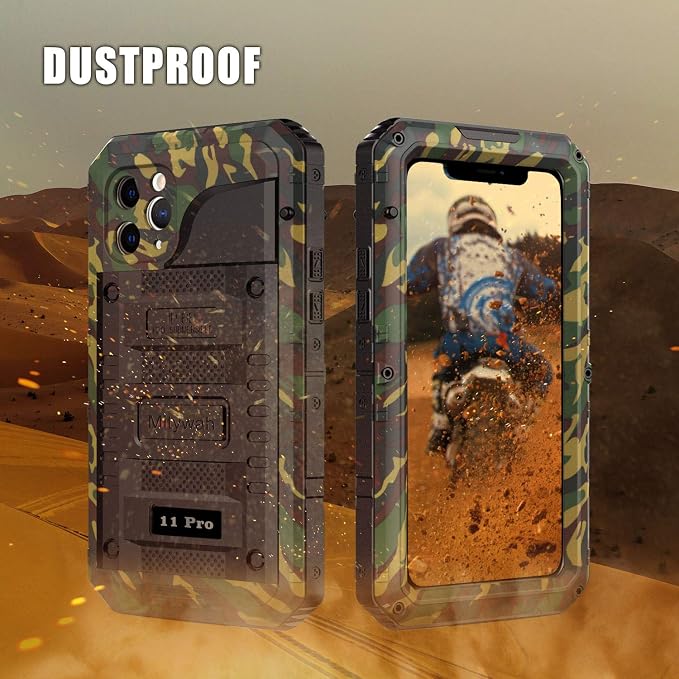 Mitywah Waterproof Case for iPhone 11 Pro, Heavy Duty Military Grade Shockproof Cover Built-in Screen Protection, Rugged Thick Full Body Protect Metal Case for iPhone 11 Pro, Camouflage