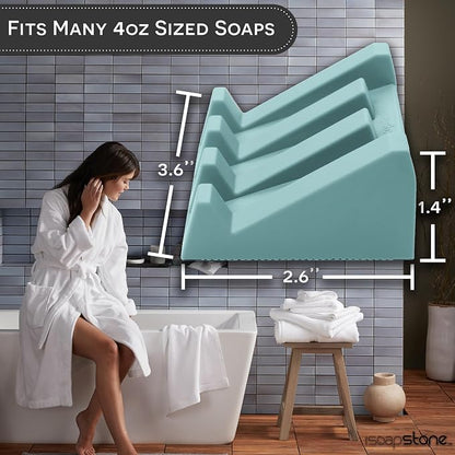 Silicone Soap Dish (USA Patented) Self Draining Bar Soap Holder for Shower Bathroom Sink, Drying Soap Dish Tray Sponge Holder Easy Cleaning Soap Saver Mat Travel Accessories (Teal, 1)