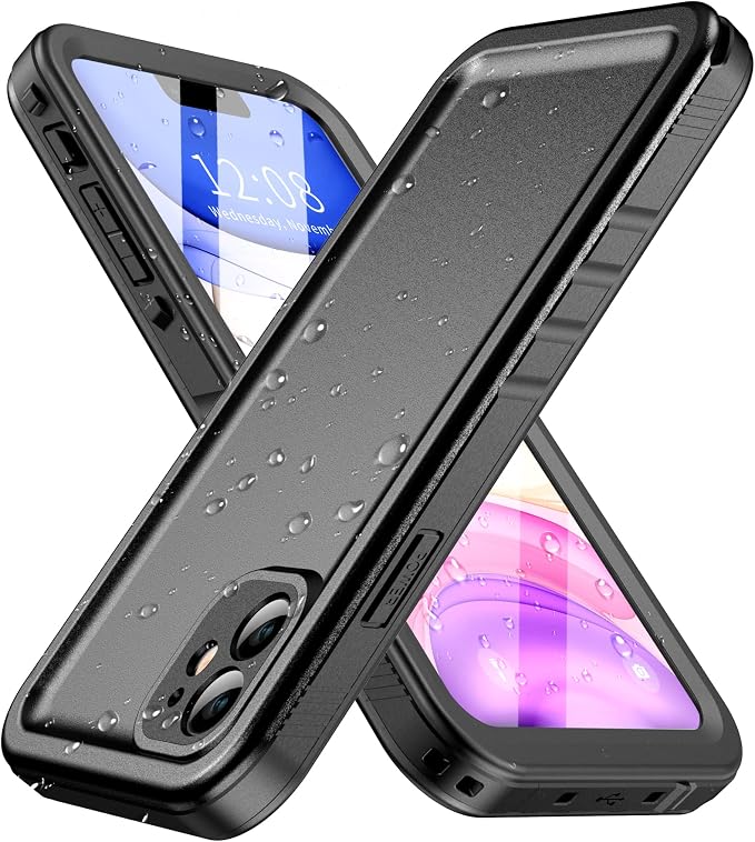 SPORTLINK for iPhone 11 Waterproof Case - Built-in Shockproof Dustproof Screen Protector - IP68 Underwater Military Dropproof Full Body Protection Cover for iPhone 11 6.1 inch (Black)