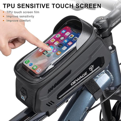 GEWAGE Bicycle Phone Mount Bag & Bicycle Tire Pump, Bike Multitool with Tyre Lever - Bike Tool Kits for Repair and Maintenance at Home or On The Road