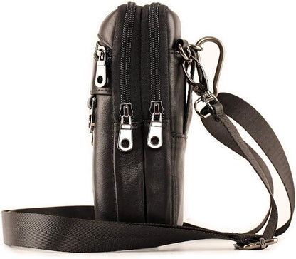 Small Mens Leather Satchel Cell Phone Holster,Vertical Belt Clip Cellphone Pouch,Purse Waist Bag Fanny Pack Compatible with Google,Zipper Phone Bag for Work,Hike