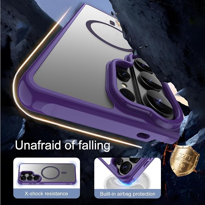 for Galaxy S26 Ultra Phone Case: Samsung S26 Ultra Phone Case with 2PC HD Screen Protector, Wireless Charging S26 Ultra Case Matte Translucent Soft-Touch & Shockproof Funda para S 26 Ultra,Purple