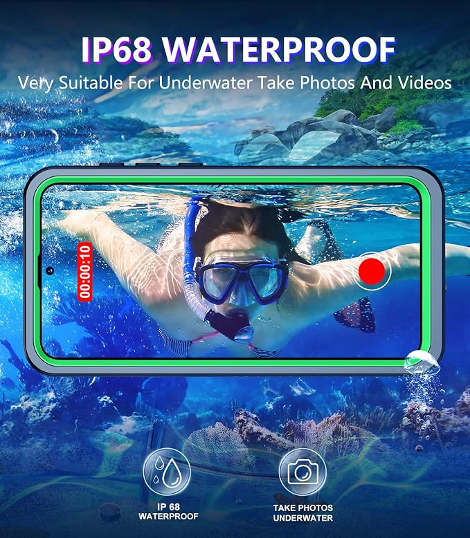 Temdan for Samsung Galaxy S25 FE Case Waterproof, [Military-Grade Drop Protection] [IP68 Underwater] Full Body Heavy Duty Rugged Shock-Proof Case for S25 FE 6.7 Inch Green