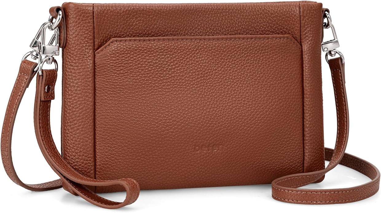 befen Genuine Leather Wristlet Wallet for Women Soft RFID Leather Clutch Purse with Built in Wallet Trendy Crossbody Bag